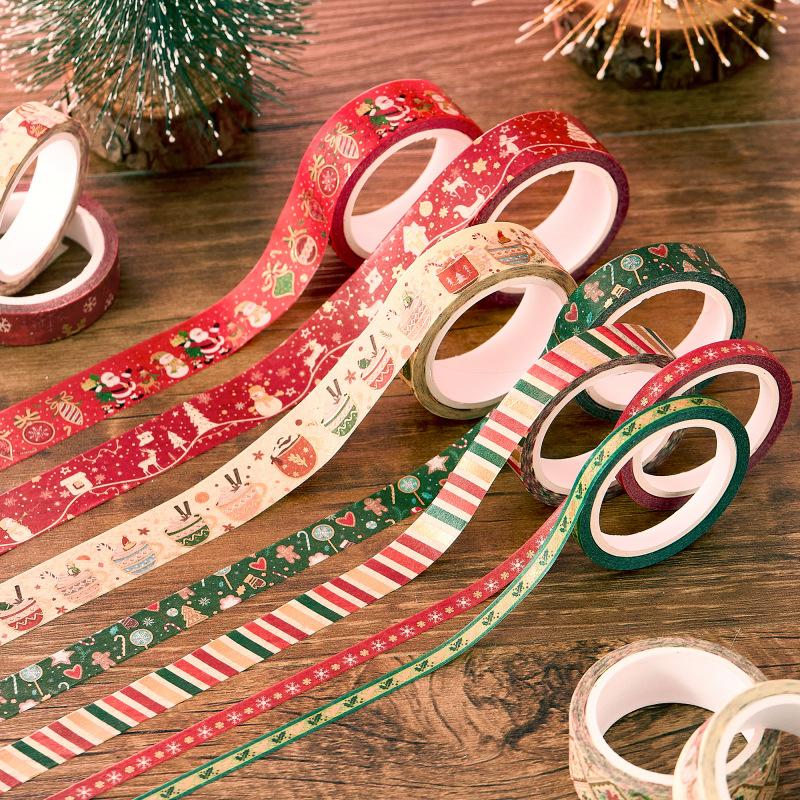21rolls Merry Christmas Tapes Set Gold Foil Washi Tape Adhesive Paper Masking for Diary Album Wrapping Home Celebration A7906