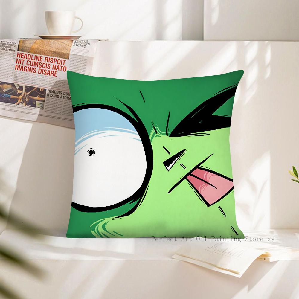 Cartoon Pillow Case Fashion Square Pillowcase Bedroom Sofa Room Ins Decoration Leisure Invader Zim Cushion Cover 40x40