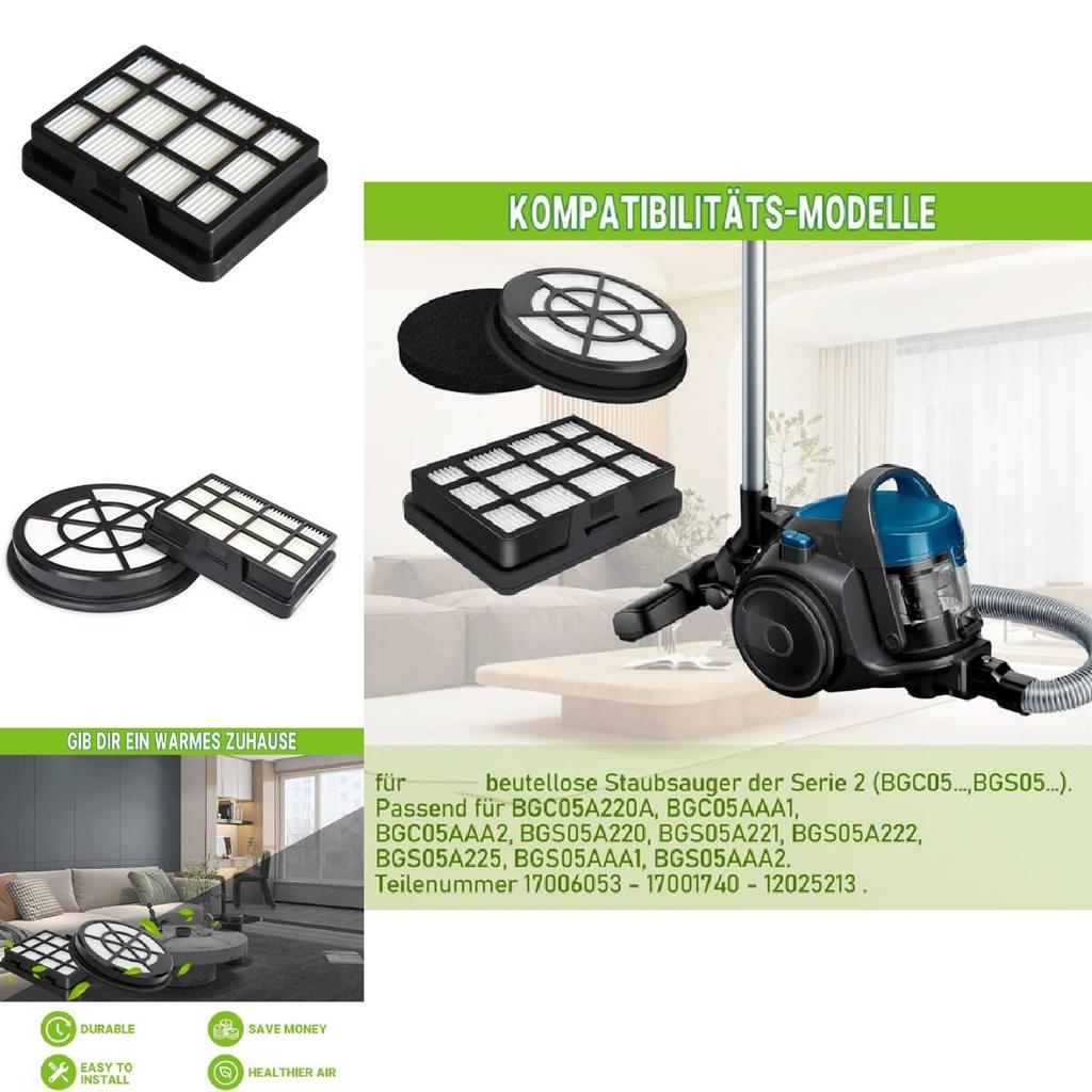 For Bosch Bbz152ef Series 2 Hepa Filter Replacement Kit With Inlet And Outlet Filters For Home Use