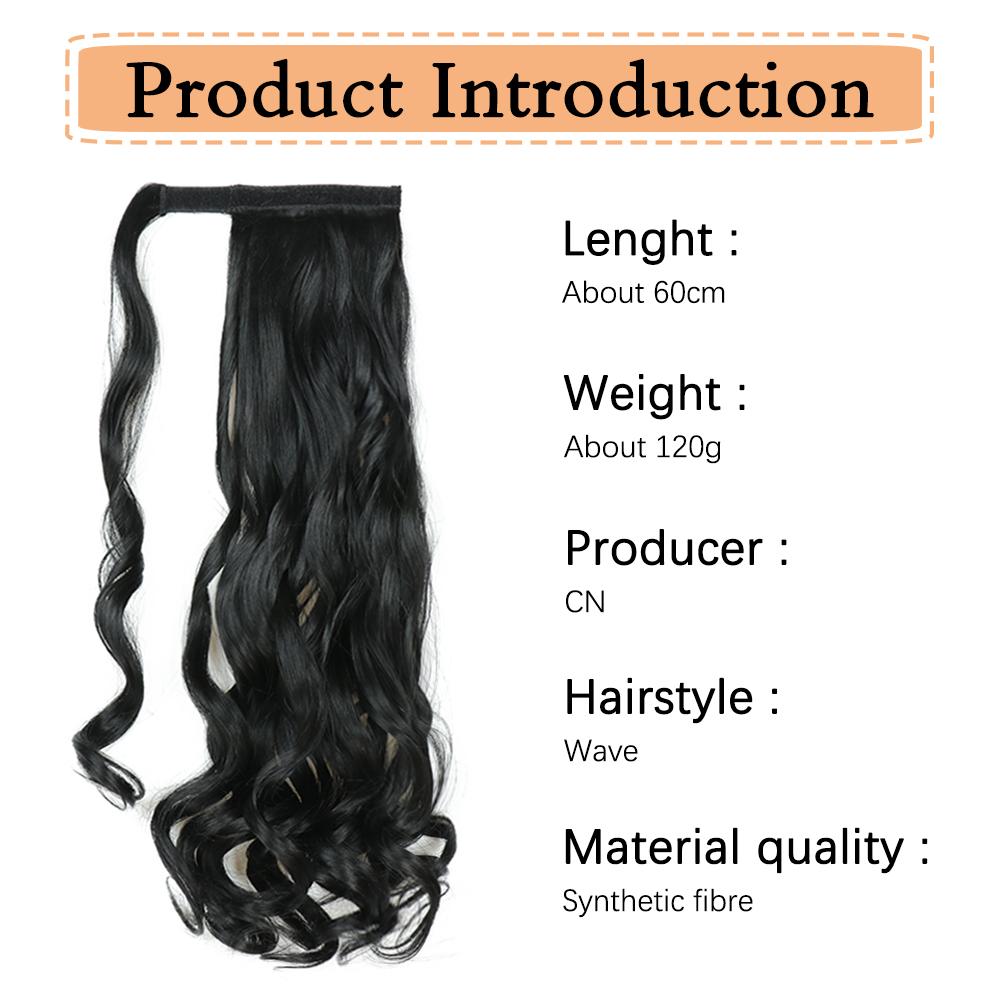 Synthetic Long Wavy Ponytail Extensions Wrap Around Hair Ponytails Wavy Clip In Hairpieces For Women