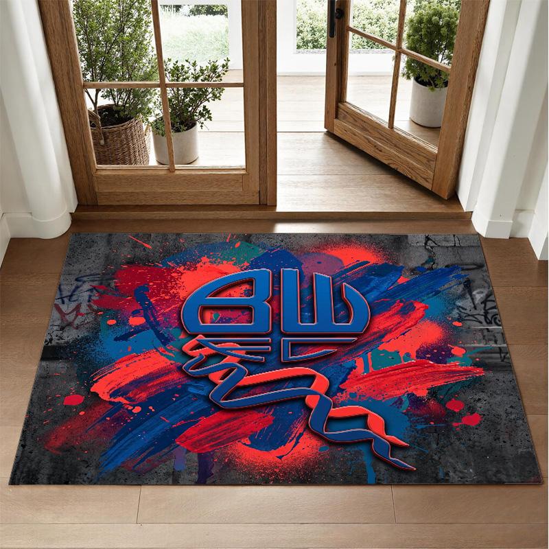 Bolton Wanderers FC Design Crystal Velvet Rug Soft Decorative Mat for Bedroom Entrance