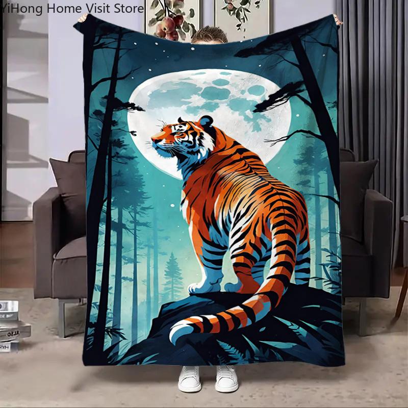 8 Storlekar Ny Tiger Tecknad Djur Flanellfilt Fluffig Barn och Vuxna Soffa Plysch Sängöverkast Pläd Lunchfilt för Soffa Säng