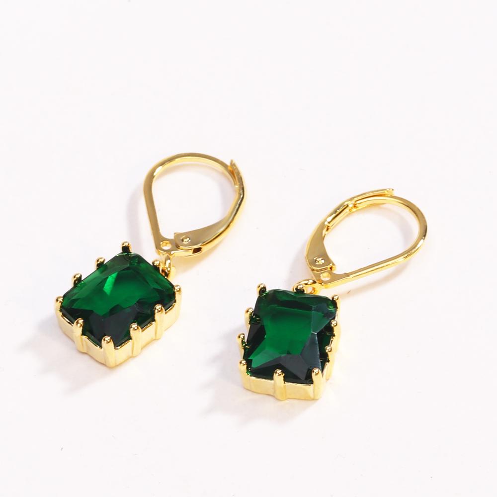 

Luxury Female Green Zircon Stone Hoop Earring Elegant Gold Color Wedding Jewelry Gift For Women