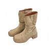 Korean Version of Round Head Pleated Suede Pleated Piled Boots Women's 2025 New Fashion Thick-soled Sleeve Comfortable Fashion Boots
