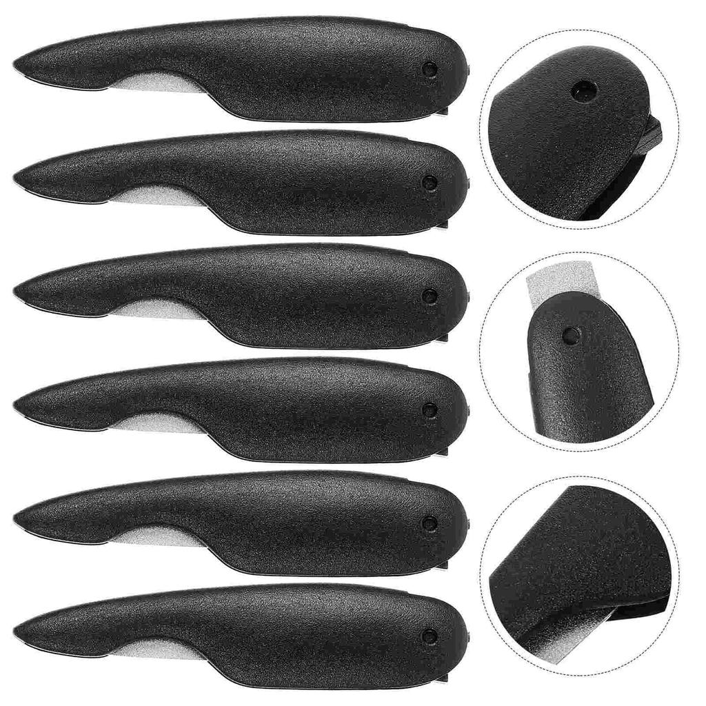 6 Pcs Black Mini Bird Nail File For Toenails Manicure Tool Portable Folding Bulk Metal Strips Trimmer Curved Finger Nail Files