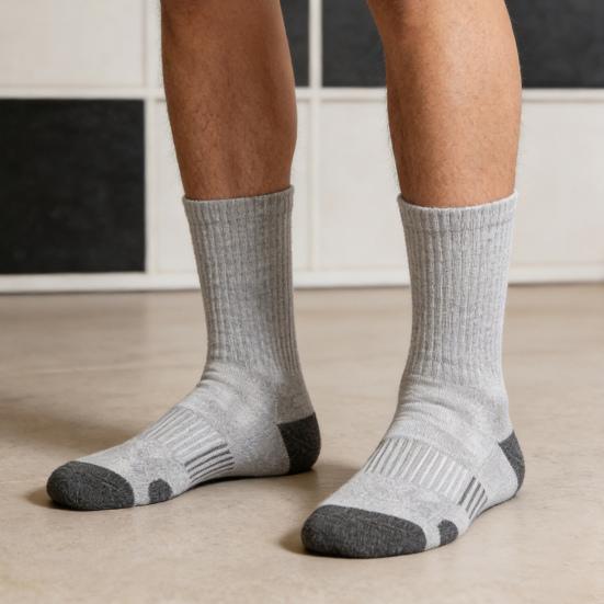 5 Pairs Men Sports Socks Breathable Athletic Crew Socks Color Block Stretchy Cushioned