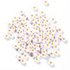 100Pcs 7mm Acrylic Flat Round Beads Colorful Heart Pattern Loose Spacer Beads For DIY Bracelets Earrings Making Supplies