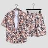 Hawaiian Floral Beach Set: Men's Loose-Fit Plus Size Short Sleeve Shirt & Casual Shorts