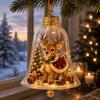 Acrylic Christmas Tree Hanging Ornament With Transparent Bell Cover Reindeer Figurine Home Holiday Decor
