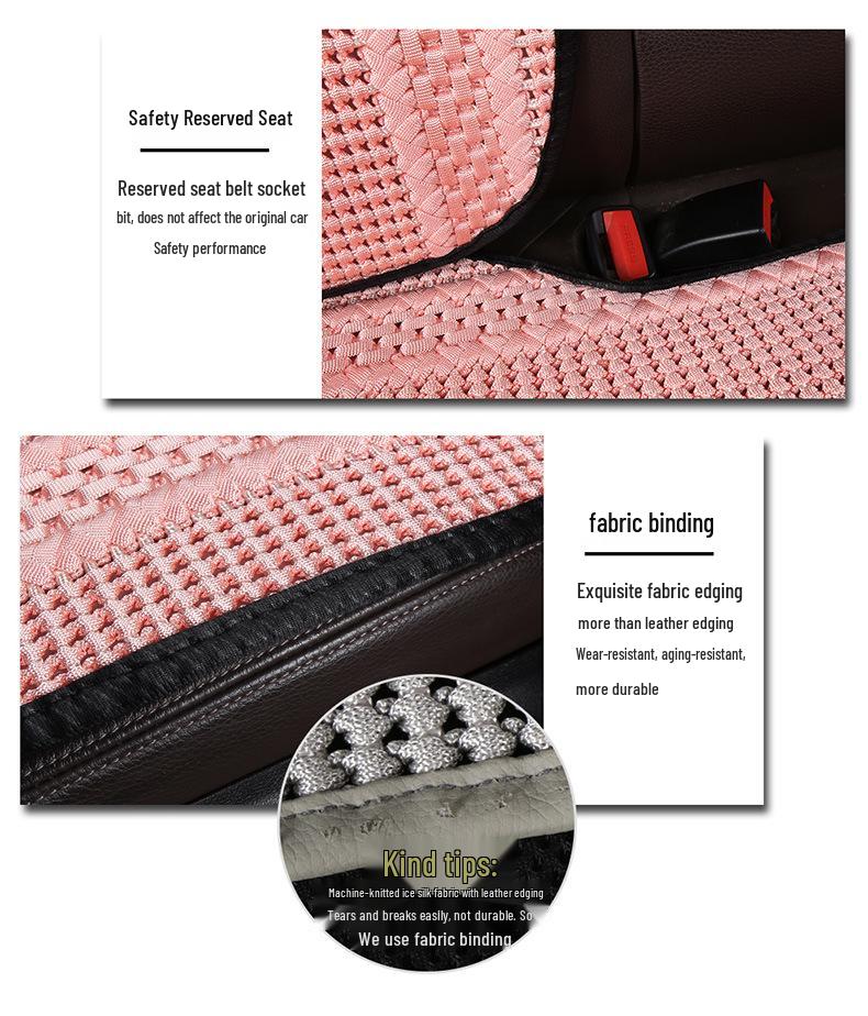 Breathable Ice Silk Car Seat Cushion - Universal, Non-Slip, Cute Solid Color, Suitable for All Seasons