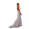 V-neck White Spaghetti Strap Evening Dress - Sexy European & American Style 2025