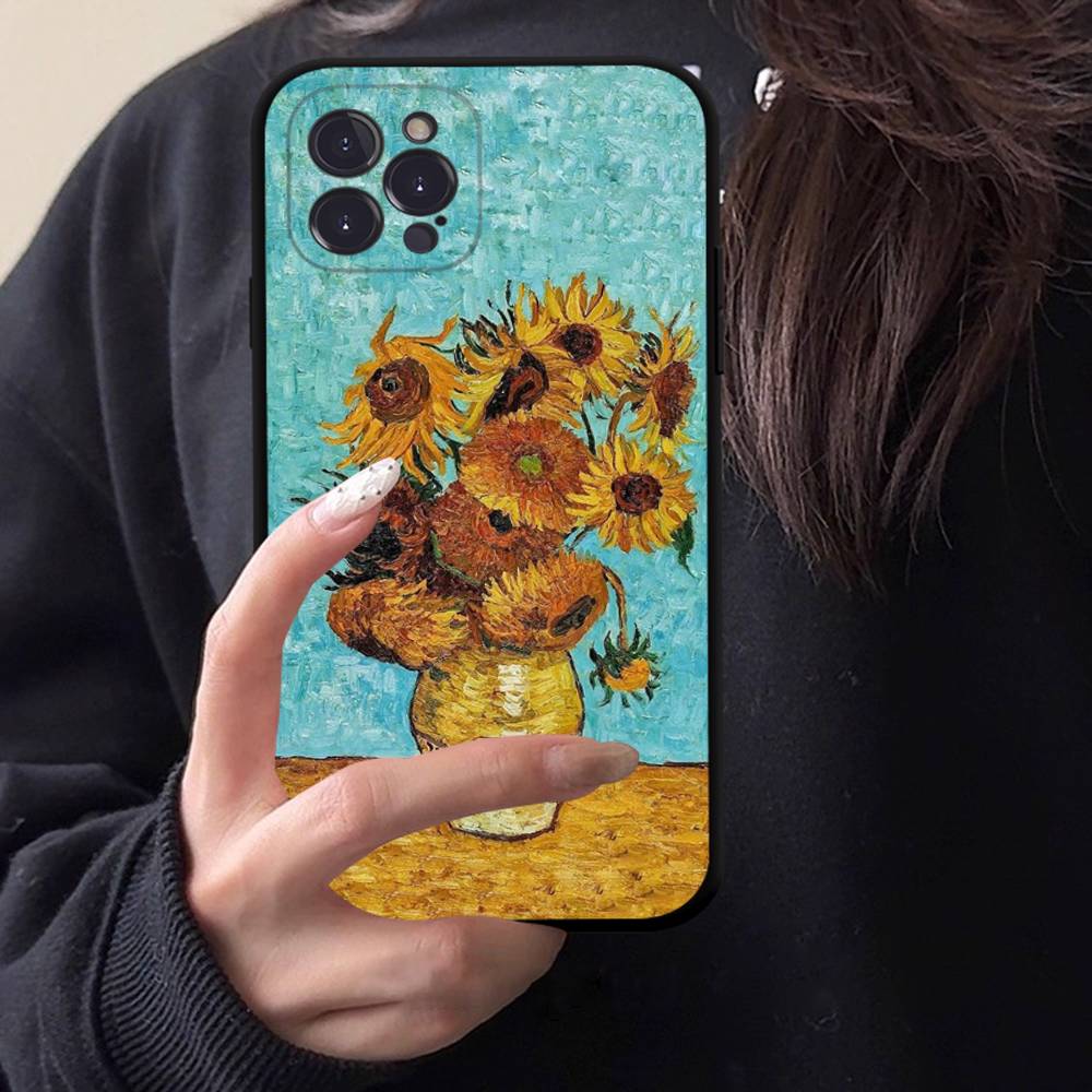 Retro Van Gogh Oil Paint Black TPU Phone Case Fashion For iphone17 Air 16 15 14 13 12 Pro 11 Pro Max Plus Protective Case