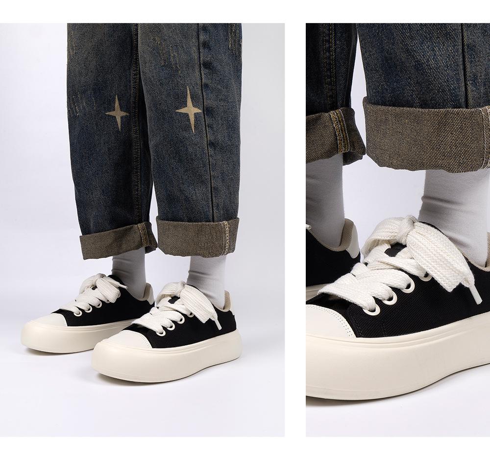 Men's 2025 Thick-Soled Canvas Shoes: Trendy, Height-Increasing Casual Shoes for Spring and Autumn.