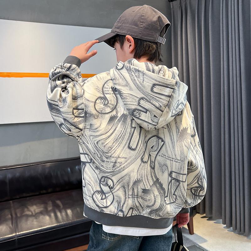 Boys' 2025 Spring & Autumn Hooded Sweatshirt - Trendy Children's Fashion for Middle & Big Kids