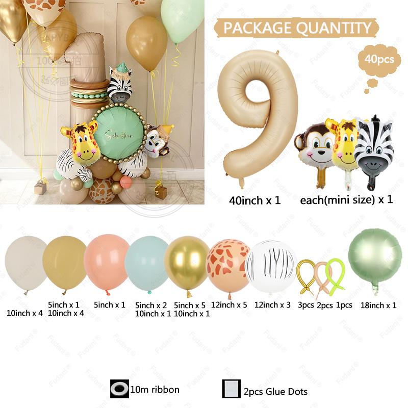 

40pcs Jungle Safari Theme Balloon Set Mini Animal for Kids Birthday Party Decor Baby Shower Wild One Backdrop Party Supplies 40inch