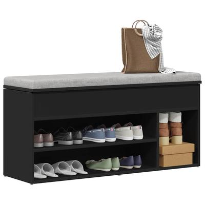 Shoe Bench, Black, 102X30.5X45 Cm, Wood-Based Material