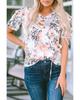 Azura Exchange Leopard Floral Print Puff Sleeve Blouse