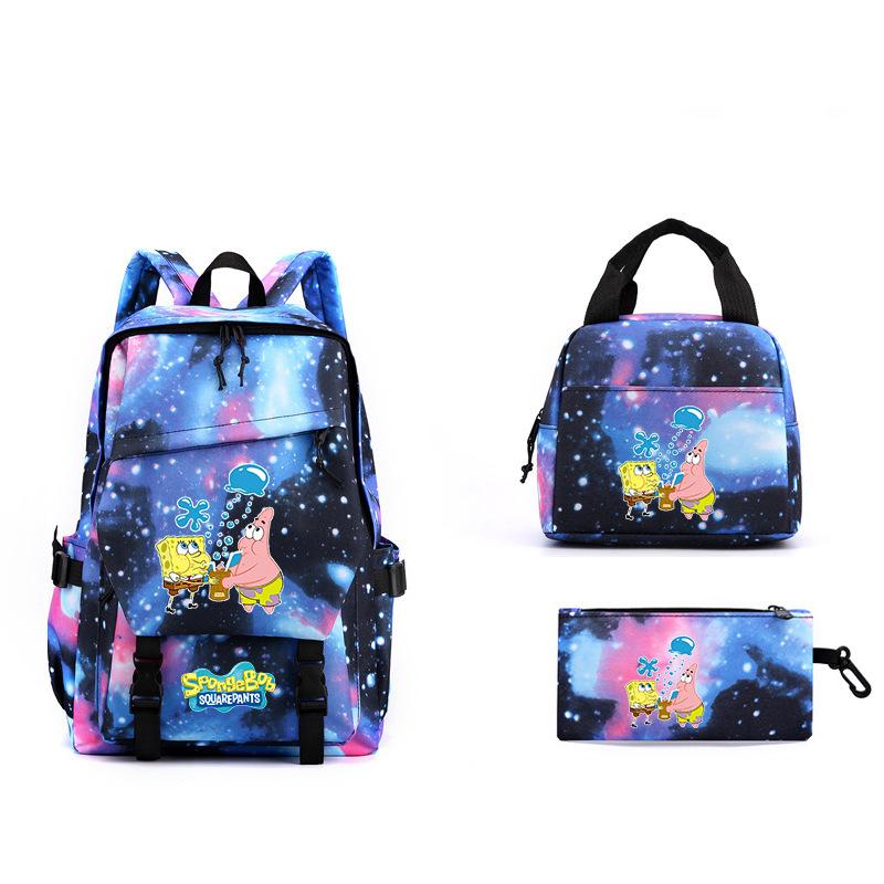 School Bag Girls Patrick Star Large Capacity High Value Backpack Children'S Student Three-Piece Backpack