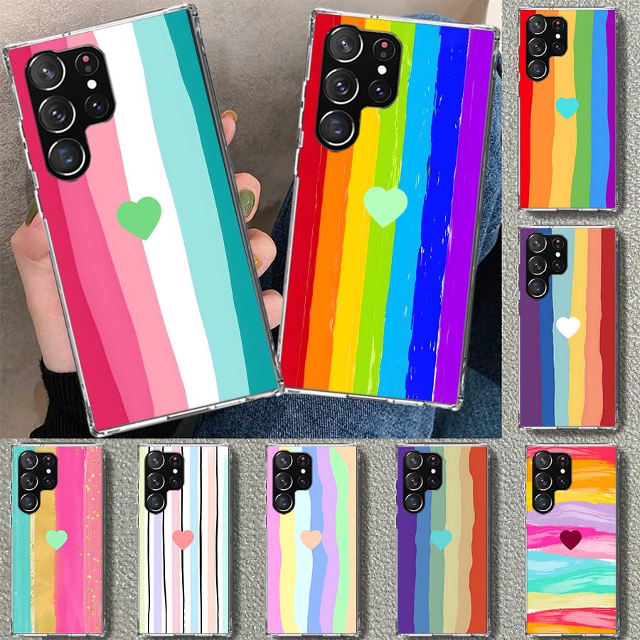 Rainbow Gradient Love Phone Case Cover for Samsung Galaxy S26 S25 Edge S24 S23 Ultra S22 Plus S21 FE S20 + Art Customized Fundas