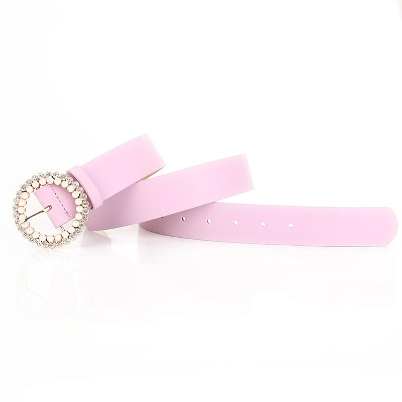 Ladies Pu Leather Pearl Belt With Alloy Buckle For Elegant Dress Outfit