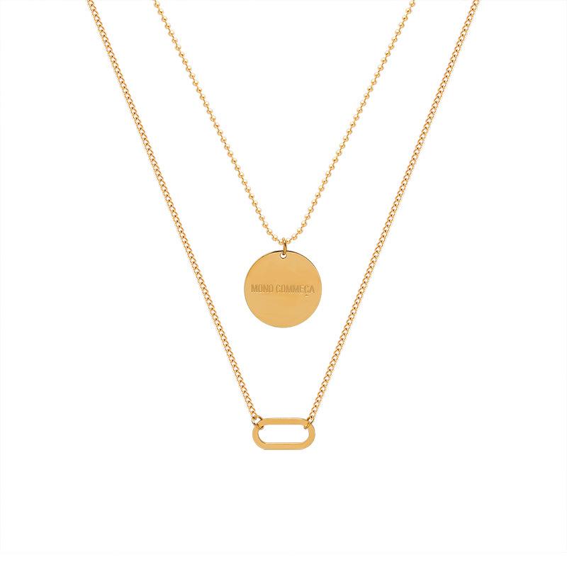 Double Layer Women's Titanium Steel Necklace - No Fade, Niche Design, Light Luxury Jewelry, Versatile for Trendy Style (P965)