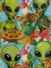 Funny Alien Eating Pizza Pattern Men'S Fashion Casual Shirt Hip Hop Rock Street Hawaiian Shirt