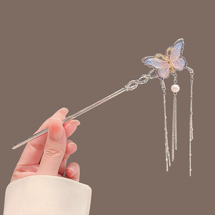 Four Seasons Chinese Tassel Hairpin: Ancient Style Hanfu with Fresh Pearl and Jiangnan Classical Cheongsam Hair Accessory