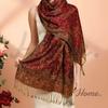Paisley Embroidered Long Shawl, Premium Tassel Fringe Scarf for Muslim Women Tudung Hijab Raya Elegant Gift Accessories