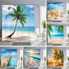 1PC Green Tropical Plants Shower Curtains for Bathroom Polyester Seaworld Shower Curtain Printing Curtain Beach Shower Curtains