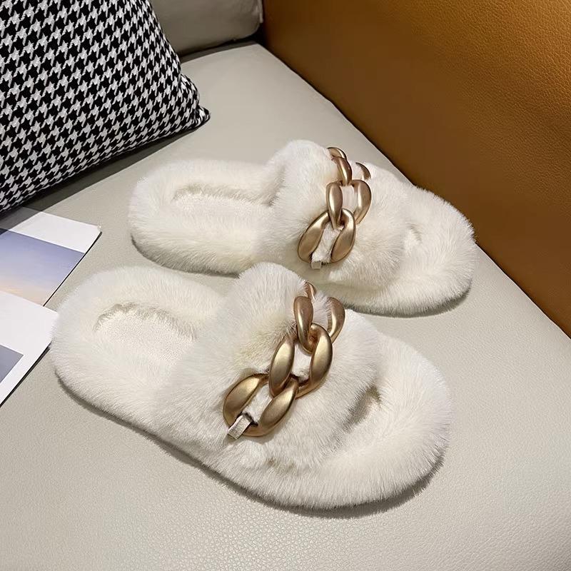 Internet celebrity Mao Mao slippers women wear autumn and winter chain explosion fashion home heightening thick bottom slippers spring and summer