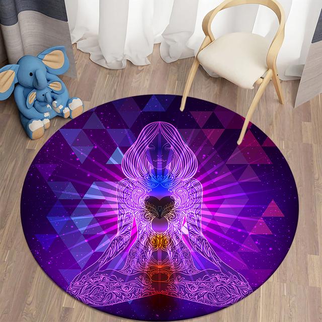 Meditation Themed Home Rugs Round Rugs Living Room Area Rugs Bedroom Floor Mats Home Decor Mode Bedroom Decor Rugs