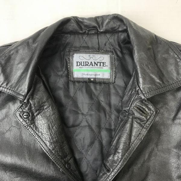 DURANTE Genuine Leather Padded Coat with Hidden Buttons/Men’s Size M/Black/Cowhide, Side Pockets(USED)