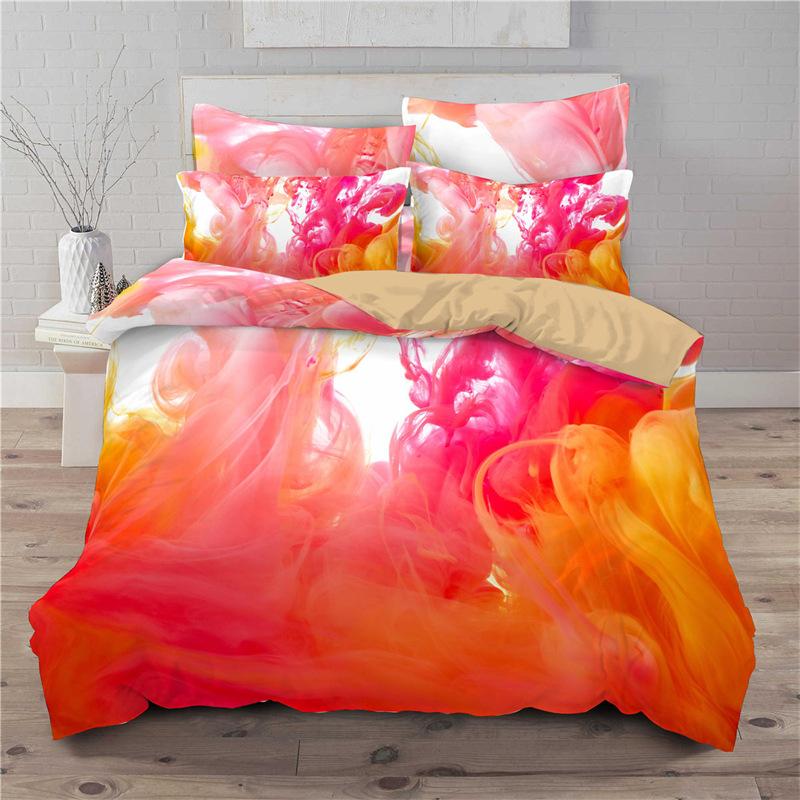 Regenbogen Bettwäsche-Set 3D-Druck Wolken Himmel Rosa Blau Queen Size Mikrofaser Bettwäsche Goldener Stern Bettbezug Schlafzimmer Dekoration