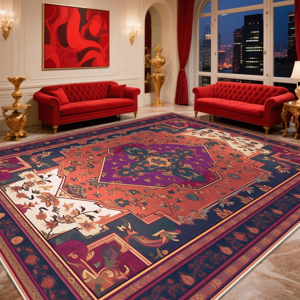 Retro Perzisch Tapijt Woonkamer Decoratie Slaapkamer Bohemien Rood Grote Oppervlakte Tapijten Wasbaar Lounge Tapijt Lounges Salontafels Mat