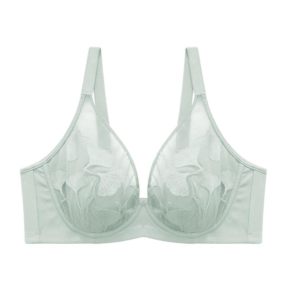 

Бюстгальтер с кружевной чашкой и кристаллами гинкго, белое тонкое нижнее белье 40/90BC