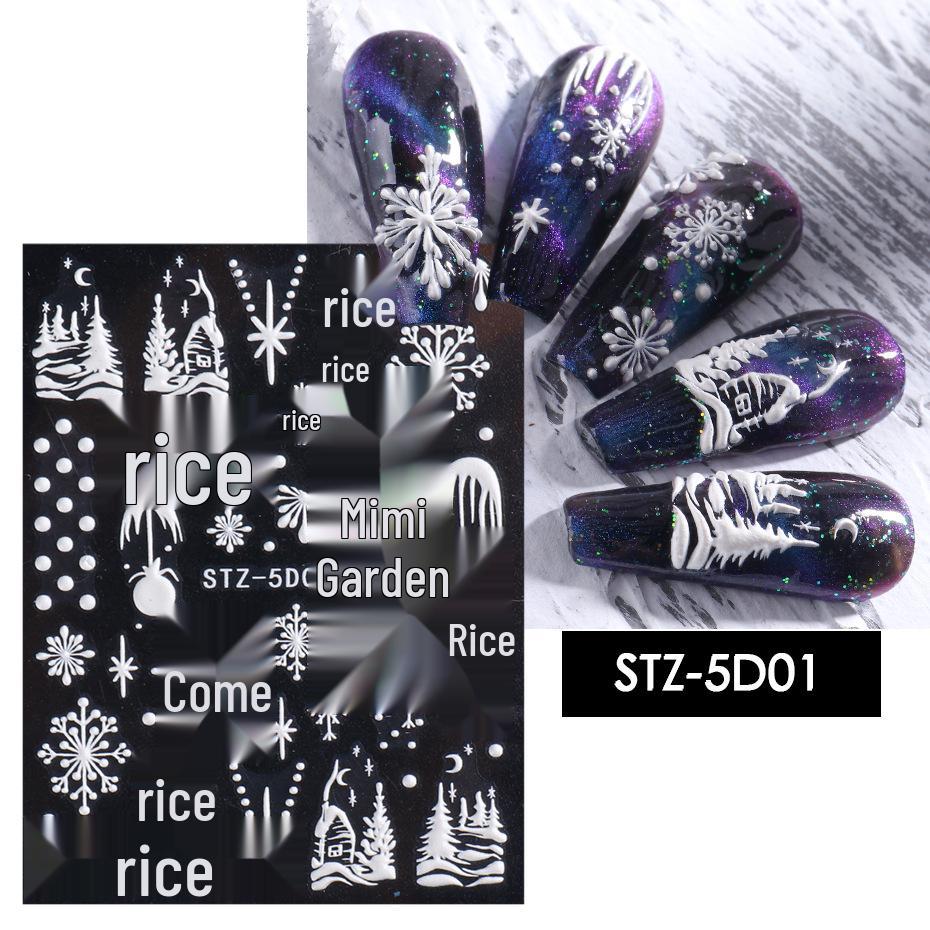 3D Floral Nail Art Stickers: Camellia & Tulip Embossed Adhesive Designs
