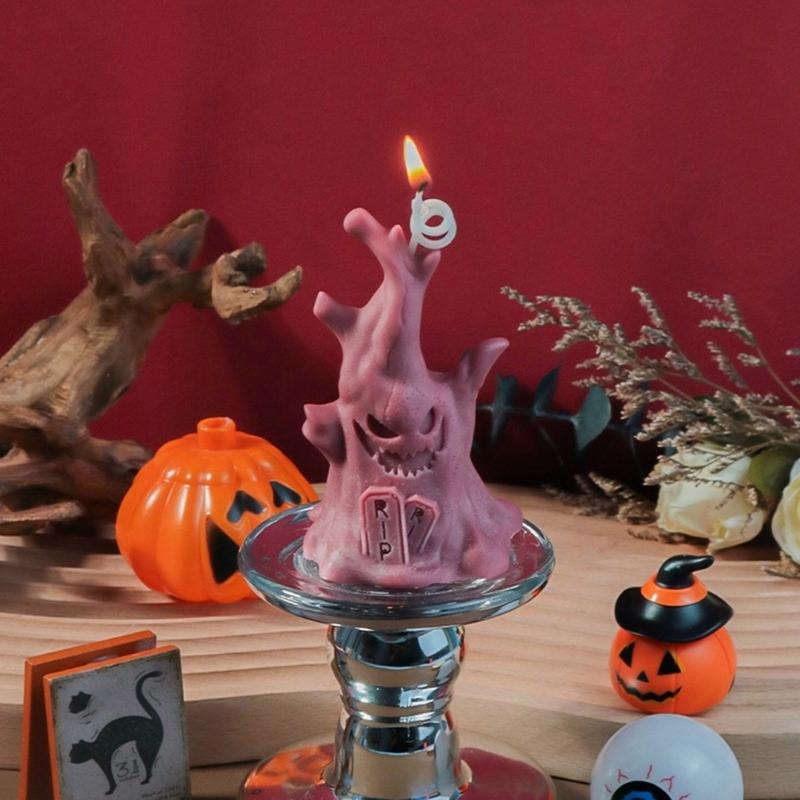 Creative Halloween Silicone Candle Mold Halloween Themed Silicone Candle Mold for DIY Scented Specter Stump Shape Candle