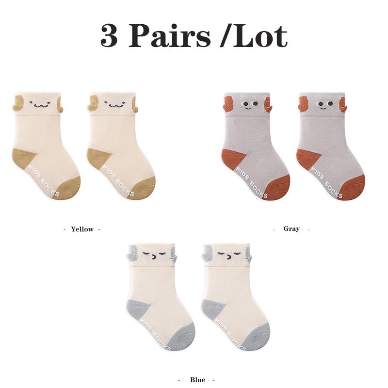 3 Pairs Baby Cartoon Socks Knit Soft Cotton Warm Kids Tube Socks Cute Dog Infant Toddler Socks For Boys Girls