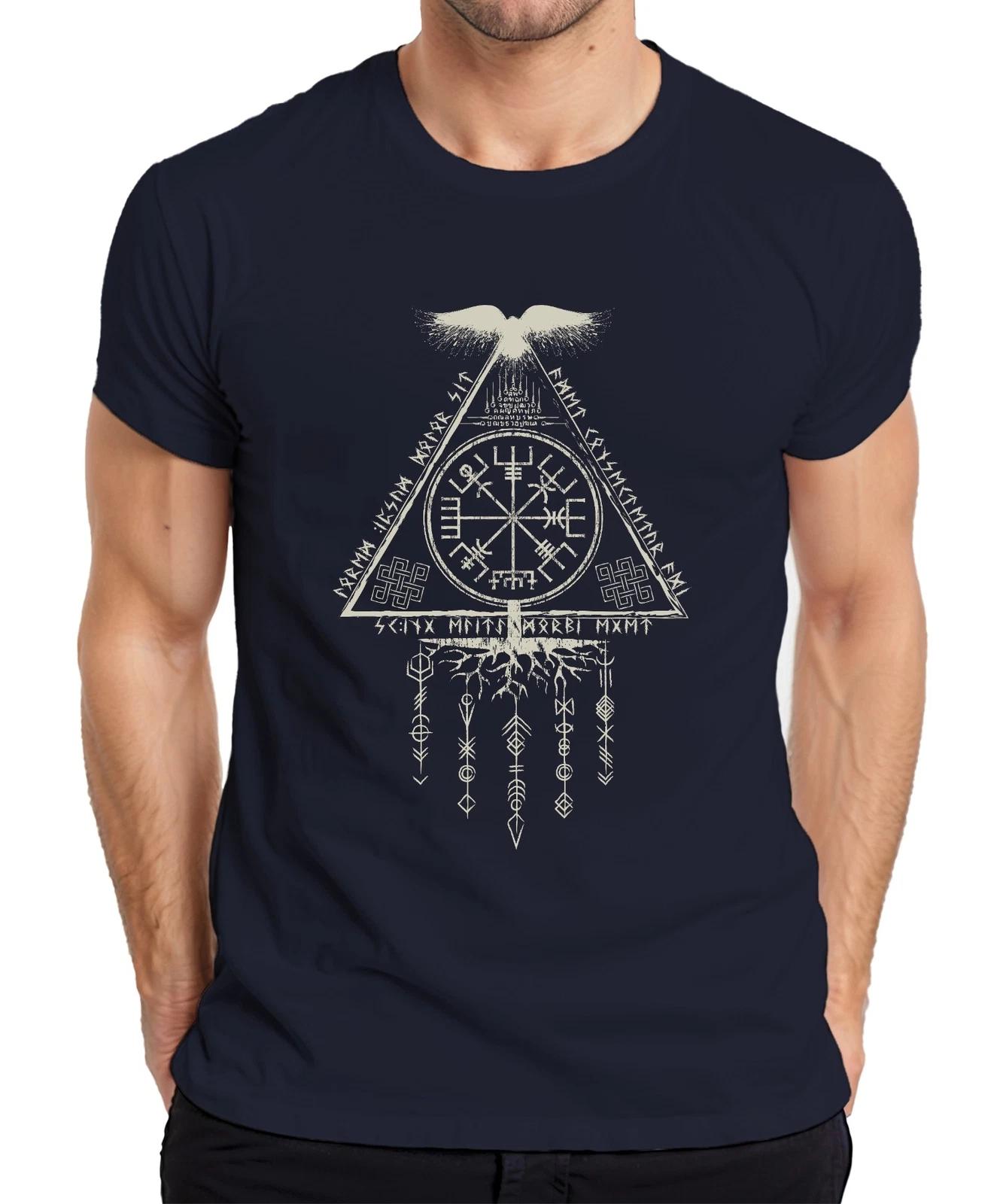 Vegvisir Runenkompass Nordisches Wikingersymbol Odin Rabe Herren T-Shirt XS