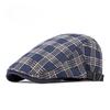 Unisex Plaid Tartan Flat Cap Retro British Style Ivy Hat Breathable Lightweight Adjustable Cabbie Beret for Spring Summer Men Women