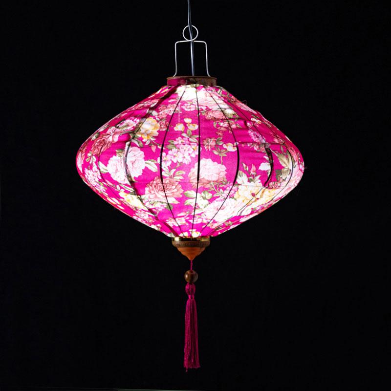 12/14 Inch Oriental Style Palace Lantern Cloth Silk Floral Pattern Lantern Vietnam Mid Autumn Spring Festival Hanging Decor