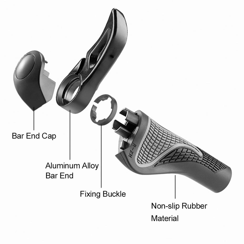 Bicycle Handlebar Grips Aluminum Alloy Rubber Locking Clamps