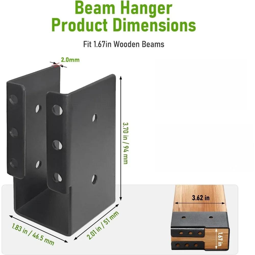2x4 Outdoor Concealed Joist Hanger Q235B Steel Powder Coated Flange Bracket for Beam Swing Handrail Fence Without Screws