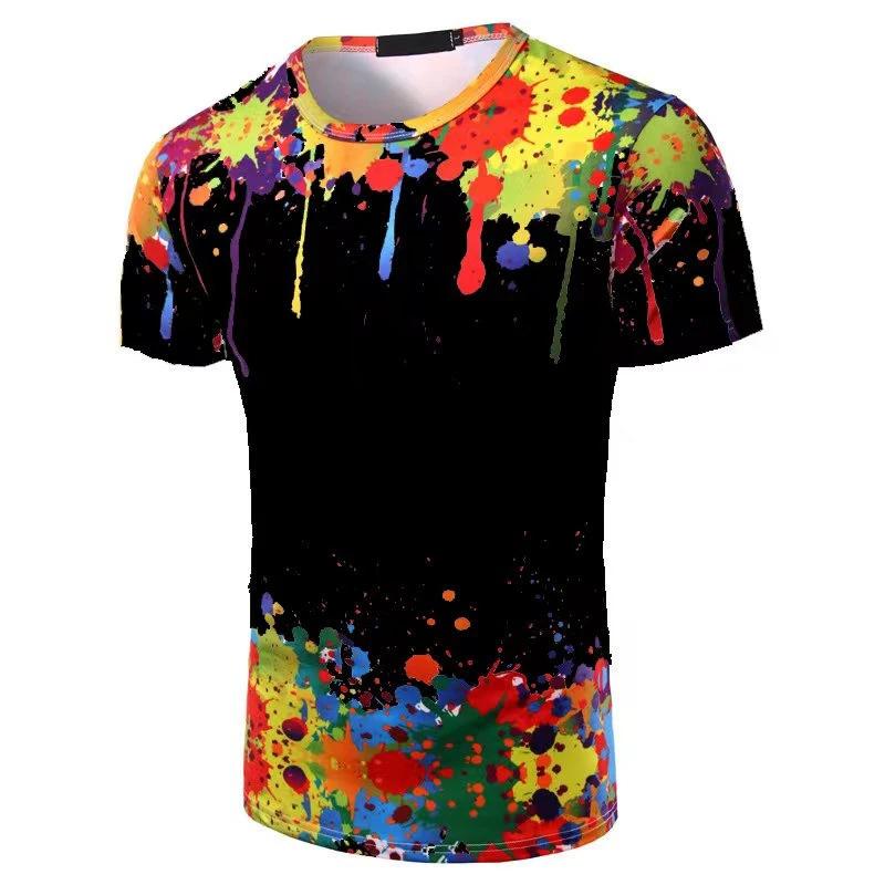 Camisetas con estampado 3D de gradiente de verano para hombre, camiseta de manga corta Digital para hombre de talla grande S