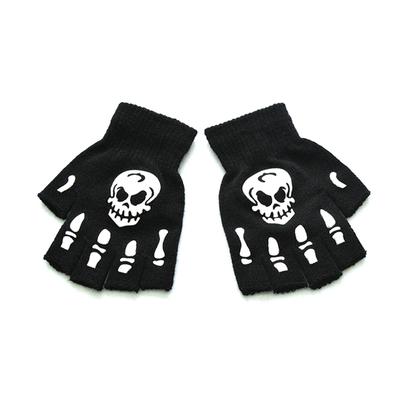 Halloween Style Gloves Luminous Horror Skull Bone Skeleton Half Gloves Novelty Unisex Mittens Winter Warmer Gloves