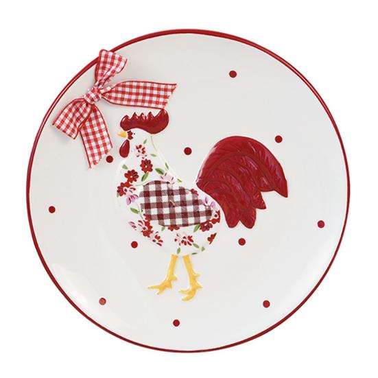 Keramikschale Teller Tasse Set Rote Blume Bräter Keksglas Hühnerförmige Keksdose für Gewürze Zucker Snacks Bauernhaus Dekor Ostergeschenk