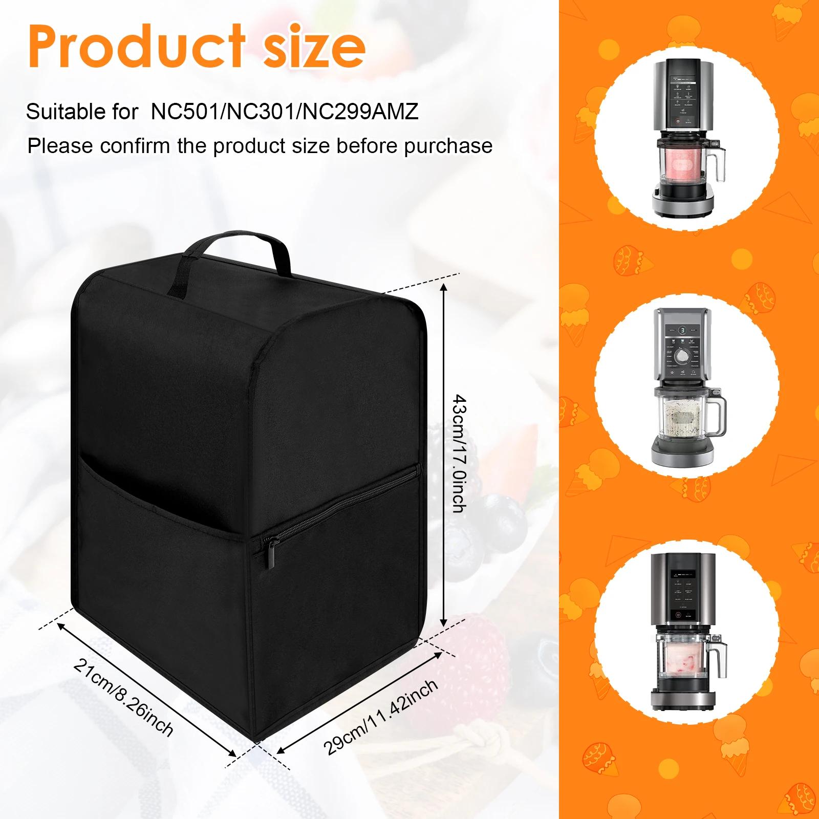 

Ice Cream Maker Dust Cover Kitchen Appliance Protective Cover with Handle and Pockets Waterproof Ice Cream Making Machine Cover 21x29x43cm чорний