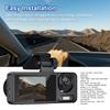 Wide Angle Car Camera, 3 Camera Dash Cam Multilingual Clear Car Rearview Mirror Car