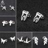 Minimalist Stainless Steel Dentist Tooth Stud Earring Women Men Cute Cross Earings Leaf Swallow Earing Party Accessories