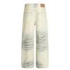 Unisex Washed Denim Jeans Men Women - Loose Fit Straight Leg Wide Tapered In Blue Mid-Rise Zip Fly Casual Streetwear